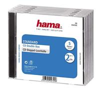 Hama - Carcasa estándar Doble (para CD y Discos BLU-Ray, Funda Protectora para CD, Paquete de 5), Color Negro y Transparente