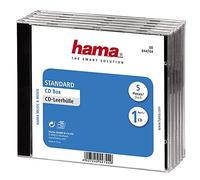 Hama - Carcasa para CD y Discos BLU-Ray, Funda Protectora para CD, Paquete de 5, Color Negro y Transparente