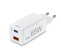 Hama | Cargador Carga rápida (Cargador USB C y USB A, 65W, Cargar 2 Dispositivos a la Vez) Color Blanco.