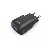Hama | Cargador con Toma USB-A, 6 W (Cargador Tipo C, Ligero, Adaptador con indicador LED) Negro