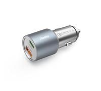 Hama Cargador de Coche 1x Power Delivery USB-C, 1 Cargador rápido USB-A (38W, 12-24 V, indicador LED) Plateado