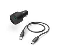 Hama Cargador de Coche de 32 W (1x USB-A, 1 x USB-C, Cable USB A - USB C, Distribuidor de energía, Carga rápida, para Encendedor de Cigarrillos) Negro