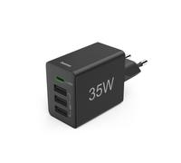 Hama | Cargador Mini 220V (35W, 1 Puerto USB-C, 3 Puertos USB-A, PD, Mini) Negro