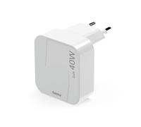 Hama | Cargador rápido 230V (40W, 2 Puertos USB-C, QC+PD, Plegable) Blanco