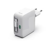 Hama - Cargador rápido de 65 W GAN, 2 USB-C con Cable retráctil Integrado (70 cm), Power Delivery & Qualcomm Quick Charge 3.0, Compacto, protección de Cortocircuitos, Ideal para PC portátil