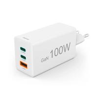 Hama Cargador rápido, GaN, 2x USB-C, 1x USB-A, minicargador, PD 100 vatios blanco