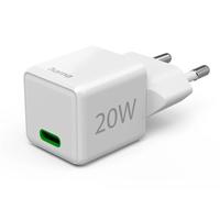 Hama | Cargador Super Mini 220V (20W, 1 Puerto USB-C, QC+PD, rápido, para iPhone a Partir del 11) Blanco
