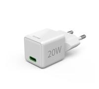 Hama | Cargador Super Mini 220V (20W, 1 Puerto USB-C, QC+PD, rápido, para iPhone a Partir del 11) Blanco