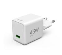 Hama Cargador Super Mini 220V, 45W, 1 puerto USB-C, QC/PD/GaN, Blanco