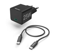 Hama | Cargador USB-C 25W Power Delivery con Cable | Incluye cable USB-C para una carga rápida y eficiente de smartphones compatibles, Negro