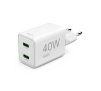 Hama | Cargador Mini 220V (40W, 2 Puertos UB-C, QC+PD, rápido, Mini) Blanco