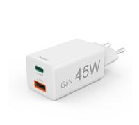 Hama Charg. Rápido, 1 USB-C PD, 1 USB-A QC, Mini Cargador, 45 W, Blanco