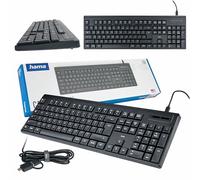 Hama CK-100 Teclado con Cable Negro (Chip QWERTY Polaco, Cable USB reemplazable, botón AI, silencioso, de tamaño Completo, Adaptador USB)