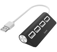 HAMA Concentrador USB 2.0 de 4 Puertos para Escritorio, Negro