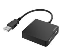 HAMA | HUB USB 2.0 con 4 Puertos (Concentrador USB con 4 USB A, Compacto, Transferencia de Datos hasta 480 Mbits/S) Color Negro