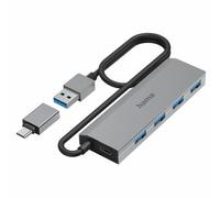 Hama Concentrador USB-C, 4 puertos, USB 3.2 Gen1, incl. adaptador USB-C y fuente de alimentación