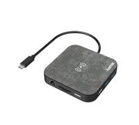 Hama Concentrador USB C de 12 Puertos (Adaptador multipuerto y Cargador inalámbrico, 1 x HDMI 4K Ultra HD, 1 x Ethernet, 4 x USB-A, Adaptador USB-C con función de Carga rápida, PD, estación de
