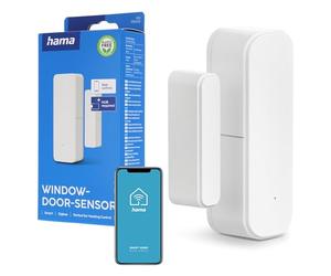 Hama Contact Puerta/Ventana WiFi Conectado - Blanco | para puertas/ventanas/garajes, Compatible con Control de voz a través de Amazon Alexa/Google Assistant o Apple Siri