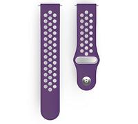 Hama Correa de reloj Fitbit 22 mm (correa de repuesto ajustable para Fitbit Versa 2, Versa, Versa Lite, correa deportiva transpirable para intercambiar, correa de silicona intercambiable, botón de acero inoxidable), color morado y gris