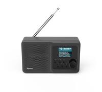 Hama Dab Radio Digital con Bluetooth y batería DR5BT (Caja portátil, Radio móvil con Dab/Dab+/FM, Pantalla a Color, fácil manejo, USB-C, Tiempo de reproducción de 8 Horas, pequeño, AUX), Color Negro