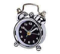Hama Despertador analógico con batería (Reloj Retro con función de Alarma, Funciona con Pilas, de Cromo, Ideal como Despertador de Viaje, Timbre con segundero), Color Negro y Plateado
