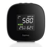 Hama | Detector de la Calidad del Aire (Medición de CO2, de la Humedad y de la Temperatura, con batería Recargable), Color Negro