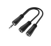 Hama | Doble Adaptador Jack 3,5 mm | Divide o adapta conexiones de audio jack 3,5 mm, ideal para auriculares y dispositivos de sonido, Negro