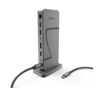 Hama | Docking Station USB-C 10 Puertos Connect2Office Speed (140W, 4 x USB-A + 3 x USB-C + 1 x HDMI + 1 Displayport + Ethernet) Color Aluminio