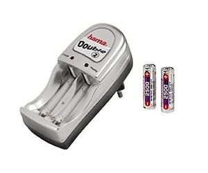 Hama Double 2 + 2X AA 2.5ah Silver - Battery Chargers (0.280 A, AAA/AA, Silver)