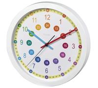 Hama Reloj de pared Easy Learning – Multicolor y blanco, plástico y vidrio, 30 cm, AA