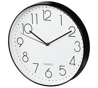 Hama Elegance - Reloj de pared (AA Mignon, Negro, Blanco, De plástico, Vidrio, 45 mm, 495 g)