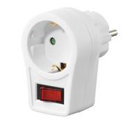 Hama Enchufe con interruptor (Adaptador de toma de corriente, con protección, para ahorrar energía, para apagar dispositivos que no se necesitan) Color Blanco, 00223212