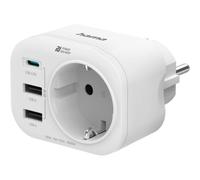 Hama Enchufe Múltiple 1x Schuko + 2x USB + 1x USB-C Blanco