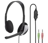 Hama Essential HS 200 Binaural Diadema Negro, Plata auricular con micrófono - Auriculares con micrófono (PC/Juegos, Binaural, Diadema, Negro, Plata, Sintético, Alámbrico)