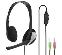 Hama Auriculares con micrófono Essential HS 200 – Diadema binaural para PC/juegos, negro/plata