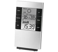 Hama | Estación meteorológica con Termómetro, Higrómet/Barómet, Negro/Plata | TH-200, Alarma, Reloj, Calendario