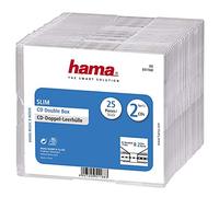 Hama Estuche doble para CD con diseño superdelgado para 50 CD/DVD/Blu-rays, paquete de 25, transparente, individual