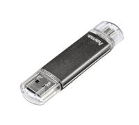 Hama | Pendrive Dual USB-A y Micro USB de 16 GB | Memoria USB 2.0 para Móviles Android, Tablets y PC | Expansión de Almacenamiento Portátil | Transferencia de Fotos y Archivos | Color Gris