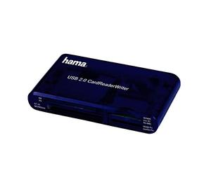 Hama | Foto Lector de Tarjetas SD Universal USB 2.0, Azul | Adaptadore Tarjetas de memória SD/SDHC/SDXC/microSD/Micro SDXC, rápida Transferencia de Datos, indicador LED, Cable USB