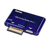 HAMA | Foto Lector de Tarjetas Universal USB 2.0 (Lector de Tarjetas SD/SDHC/SDXC/microSD/Micro SDXC, rápida Transferencia de Datos, indicador LED, Cable USB) Azul