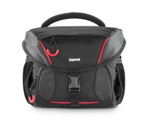 Hama Funda para cámara réflex Digital con Accesorios, Soporte para trípode de cámara, Protector de Lluvia, Acolchado, con asa, Cinta de Transporte, Base Lavable, ergonómica, Color Negro, Rojo,