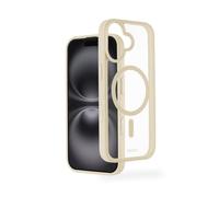 Hama Funda para iPhone 17 y MagSafe (Funda magnética para Carga inductiva, protección de Bordes, protección de cámara, Superficie Antideslizante, Botones Laterales protegidos) Transparente/Beige