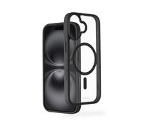 Hama Funda para iPhone 17 y MagSafe (Funda magnética para Carga inductiva, protección de Bordes, protección de cámara, Superficie Antideslizante, Botones Laterales protegidos) Transparente/Negro