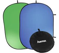 Hama Greenscreen - Fondo Plegable 2 en 1 (150 x 200 cm, Pantalla Verde Bicolor de algodón, Fondo fotográfico con Bolsa de Transporte), Color Verde y Azul