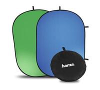 Hama Greenscreen - Fondo Plegable 2 en 1 (150 x 200 cm, Pantalla Verde Bicolor de algodón, Fondo fotográfico con Bolsa de Transporte), Color Verde y Azul