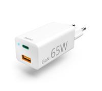 Hama GSM Cargador Mini 220V 65W USB USB-C 2 Puertos QC+PD+GaN Blanco