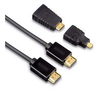 Hama High Speed HDMI Cable Ethernet, 1.50m + 2 HDMI adapters cable HDMI 1,5 m HDMI Type A (Standard) Negro - Cables HDMI (1.50m + 2 HDMI adapters, 1,5 m, HDMI Type A (Standard), HDMI Type A (Standard), 4096 x 2160 Pixeles, 3D, Negro)