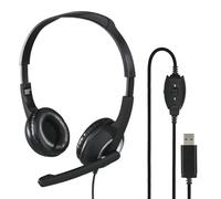 Hama HS-USB250 - Auriculares de Oficina con micrófono, USB, estéreo, Color Negro