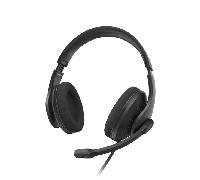 Hama | Auriculares con micrófono para PC (con Cable, conexión USB A, Auriculares para PC con Brazo de micrófono y Banda para el Cuello, Cable de Audio de 2 m) Negro