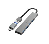Hama Hub 3.0, 4 Puertos, 5Gbps, Slim + Adap USB-C 00200141